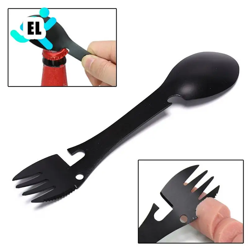 

Camping Tableware Outdoor Cooking Supplies 4 In 1 Spoon Folding Pocket for Picnics Hiking Survival Multifunction Kamp Tools