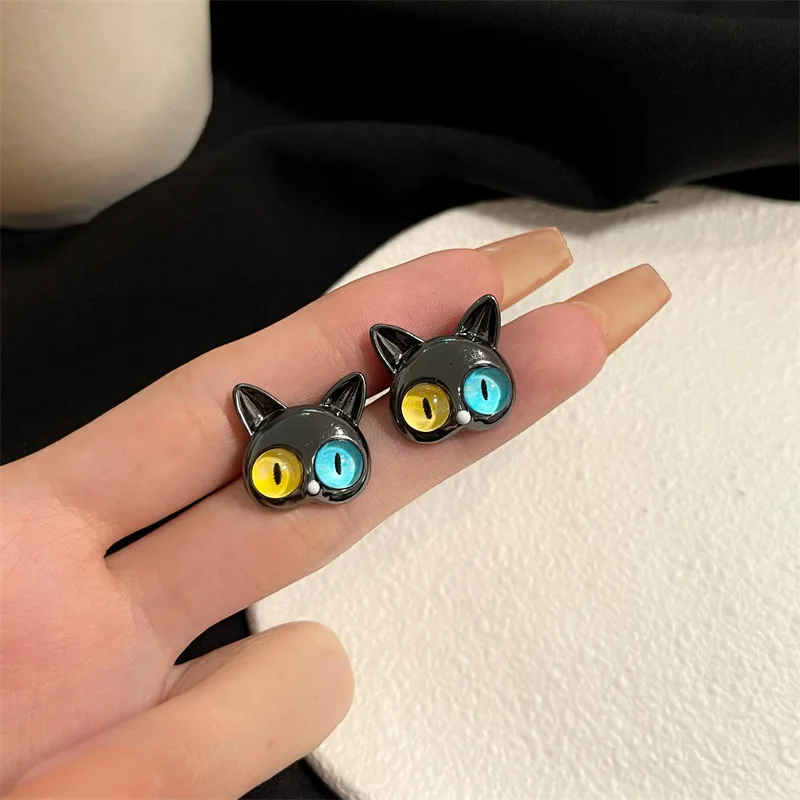

Cute Design New Indian Earrings Cat Black Big Earings Studs Fashion Jewelry