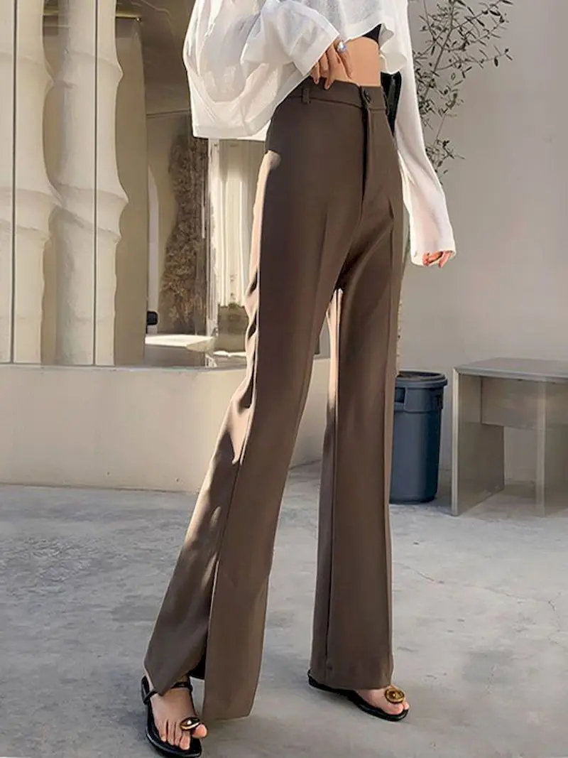 Брюки женские Костюмные с высокой талией повседневные облегающие брюки широкими