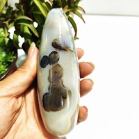 natural moss agate crystal massage stick stone druzy wicca wand point meditation spiritual healing crystal room decortion feng