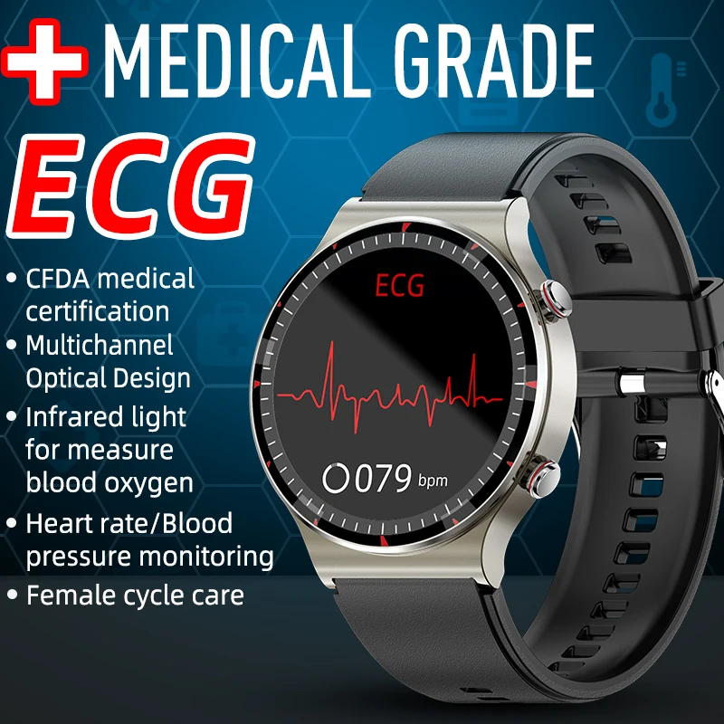 

New Smart Watch PPG+ECG 24H Heart Rate Blood Oxygen Sleep Monitor Breathing Training Medical Grade Health Monitoring Smartwatch