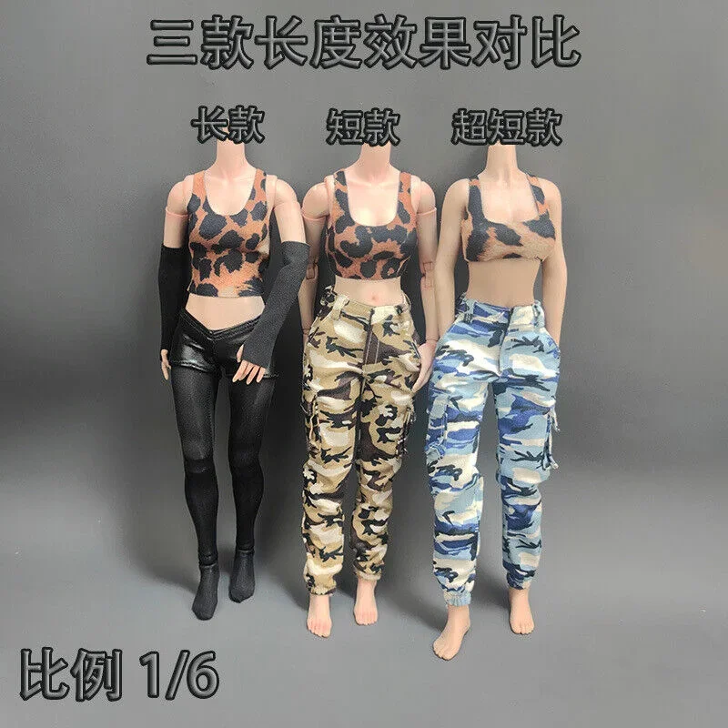 Масштаб 1/6 Высокоэластичный короткий жилет с леопардовым принтом для женщин 12