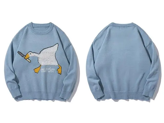 

2021 autumn/winter goose pattern knitted wool fashion Harajuku cotton casual pullover sweater