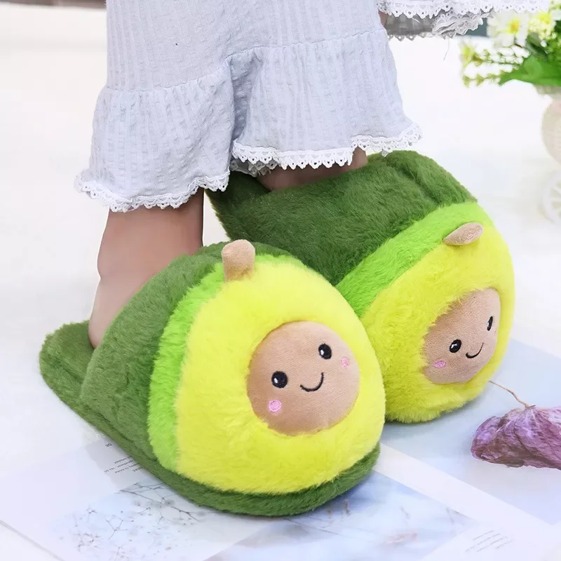 

2022NEW Avocado Slippers Fruit Toys Cute Pig Cattle Warm Winter Adult Shoes Doll Women Indoor Household Products