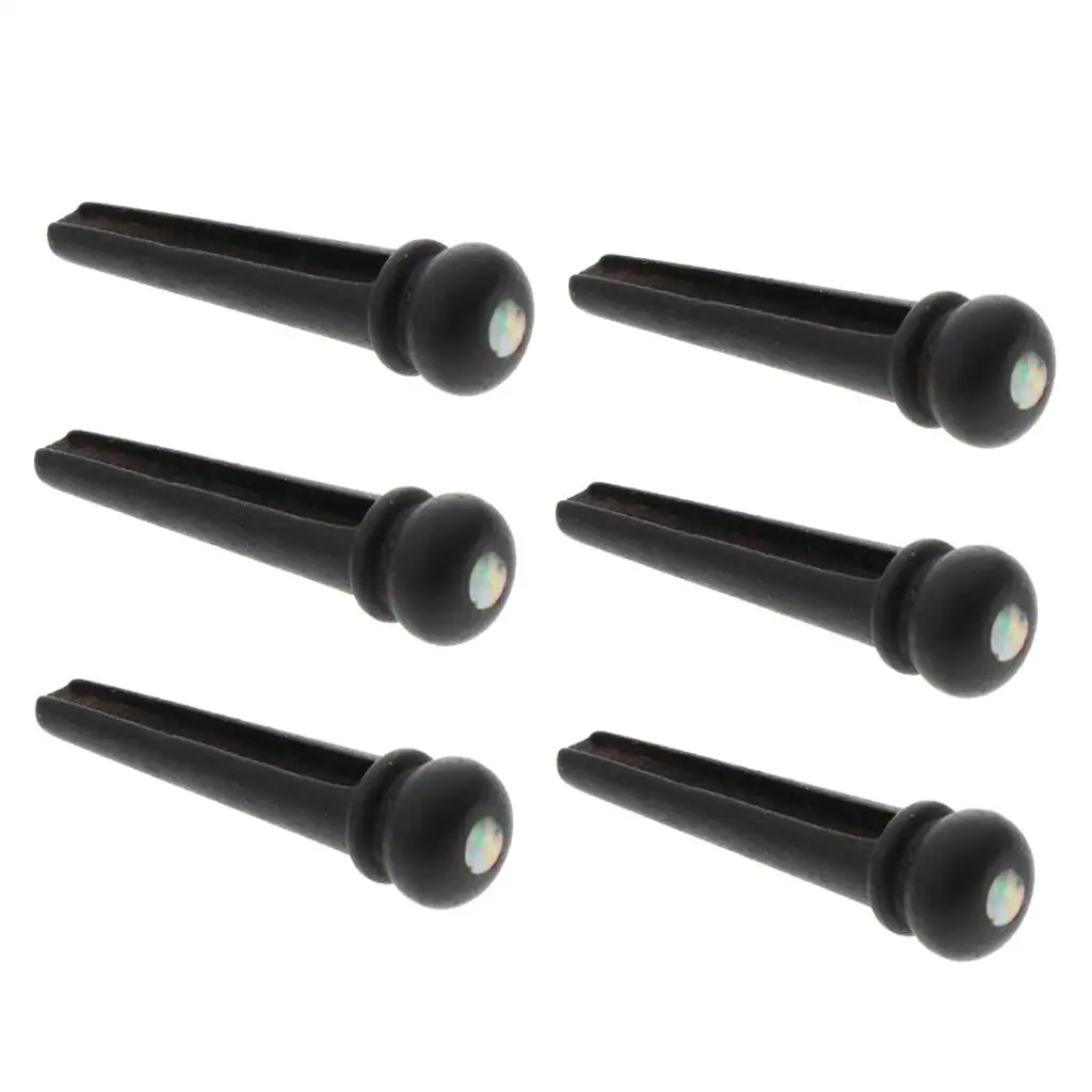 

6pcs Set Acoustic Guitar EBONY Bridge Pins W/ Dot Beautiful