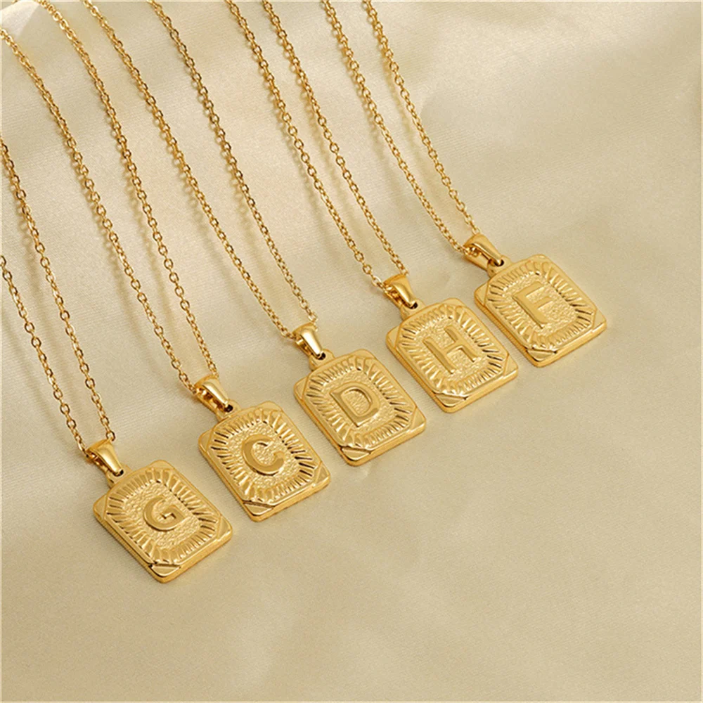 Stainless Steel Tiny Initial Necklace for Men Gold Color Hip-hop Cut Letters Single Choker For Women Pendant Jewelry wholesale
