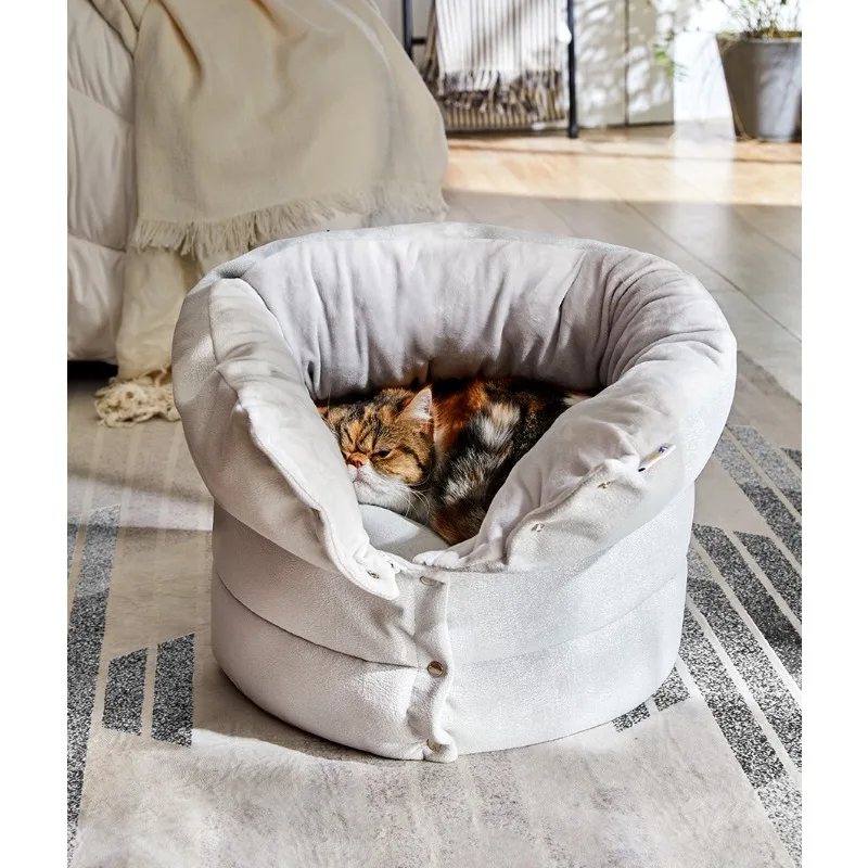 

UFBemo Four Seasons Universal Cat Nest Warm and Semi enclosed Cat Nest Removable and Washable Deep Sleep Small Breast Cat House