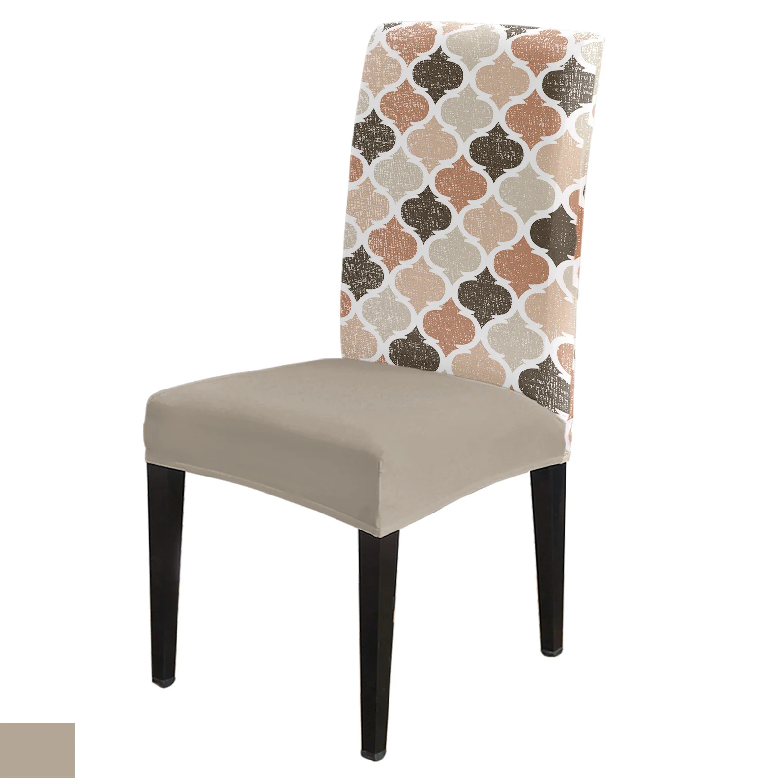 

Geometric Brown Vintage Morocco Dining Chair Cover 4/6/8PCS Spandex Elastic Chair Slipcover Case for Wedding Home Dining Room