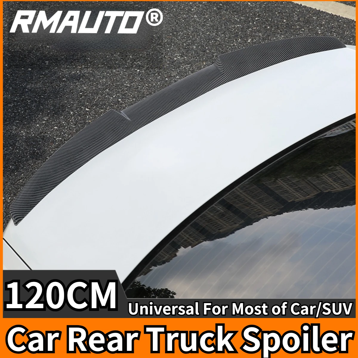 

120CM Universal Rear Trunk Spoiler Wing Car Roof Lip Wing Spoiler Carbon Look TPU Material For Tesla Benz BMW Audi Civic Subaru