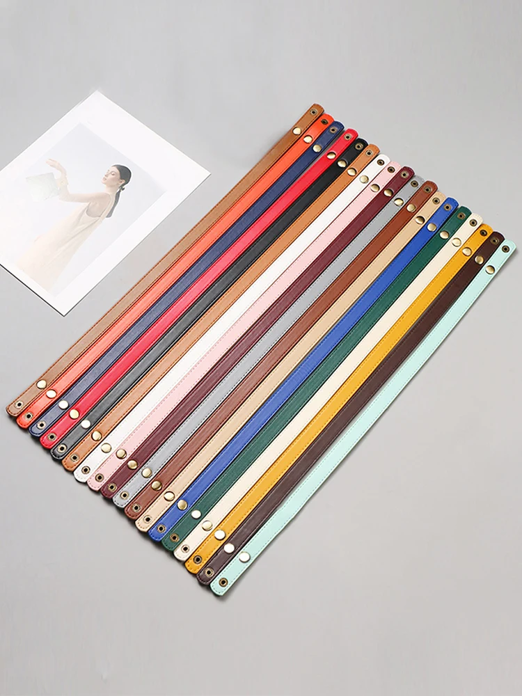 

1.8*60cm PU Leather Snap Bag Strap Solid Color Short Hand Strap Women Replaceable Shoulder Bag Strap All-match Bag Accessories