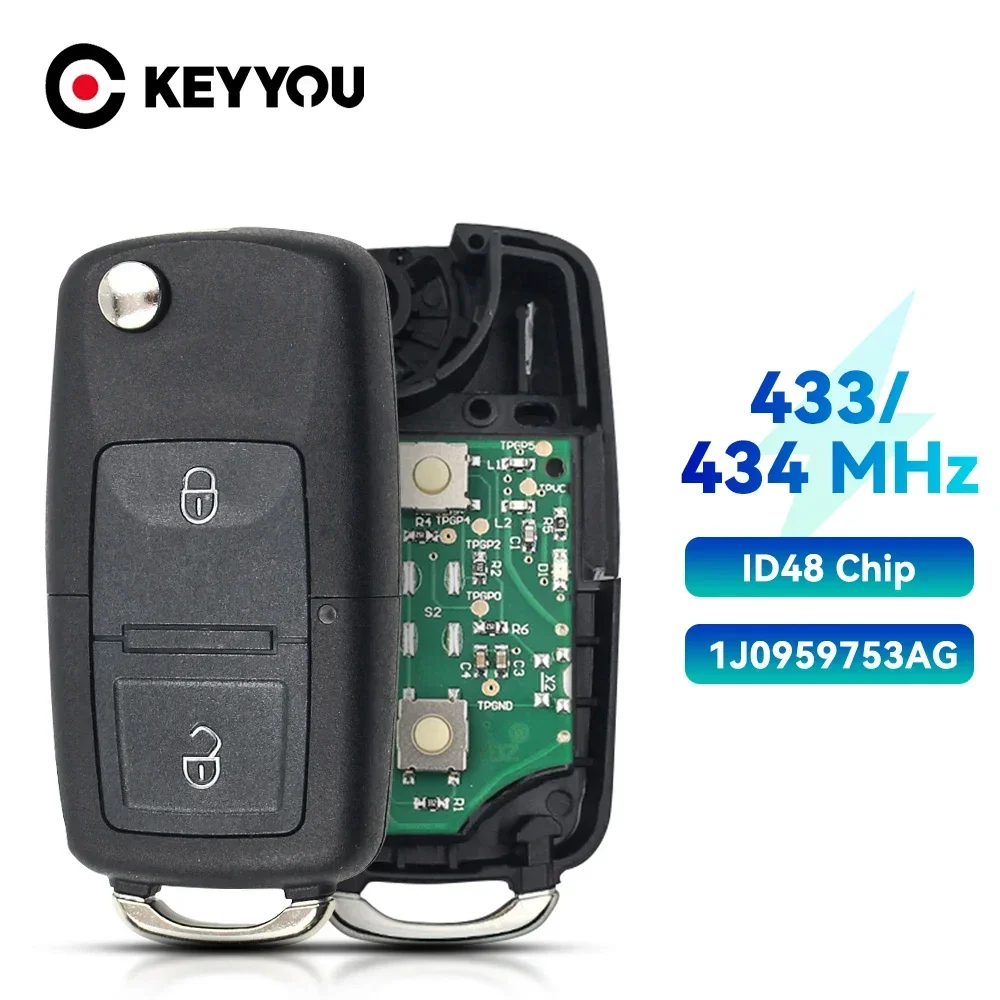 

Удаленный Автомобильный Ключ KEYYOU 434 МГц Для Volkswagen Golf 4 5 Passat B5 B6 Polo Touran С Чипом ID48 1J0 959 753 AG 2 Кн...