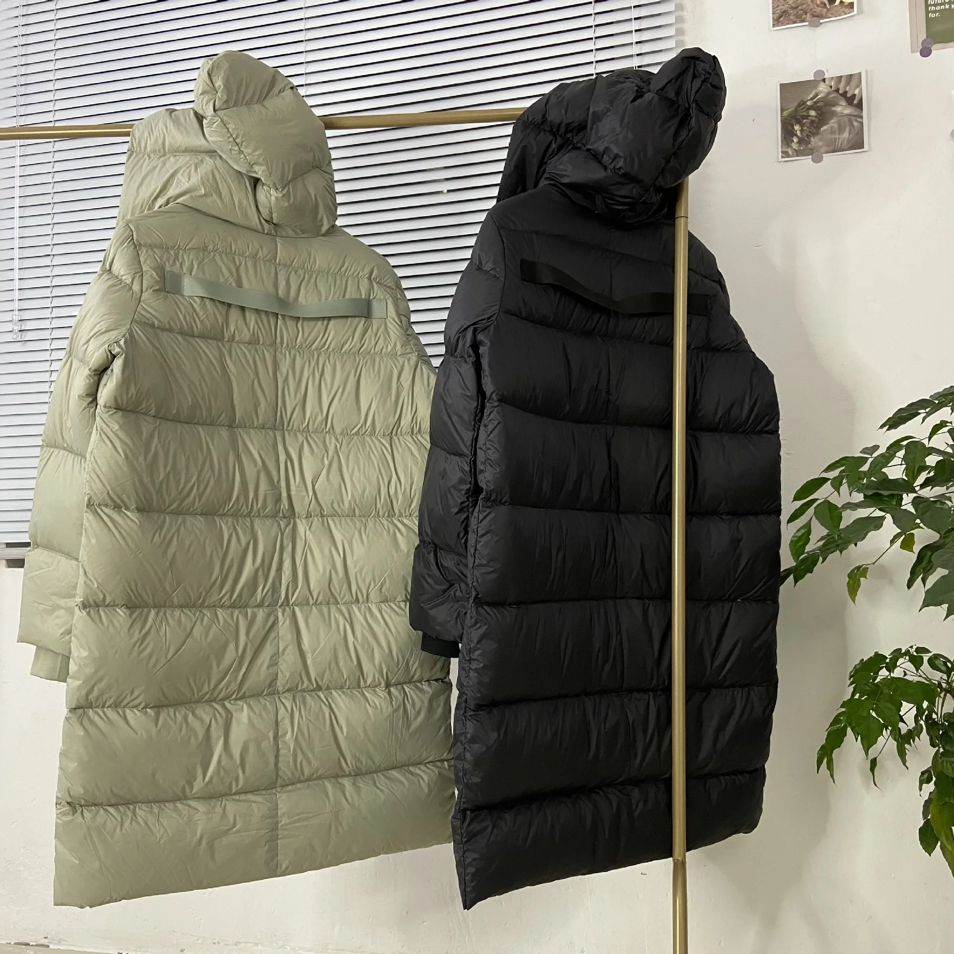 White Duck Down Jacket Women Overcoat Mid-length 90% High Quality Solid Soft Warm Hooded Light Luxury Winter Coat Jackets Coats