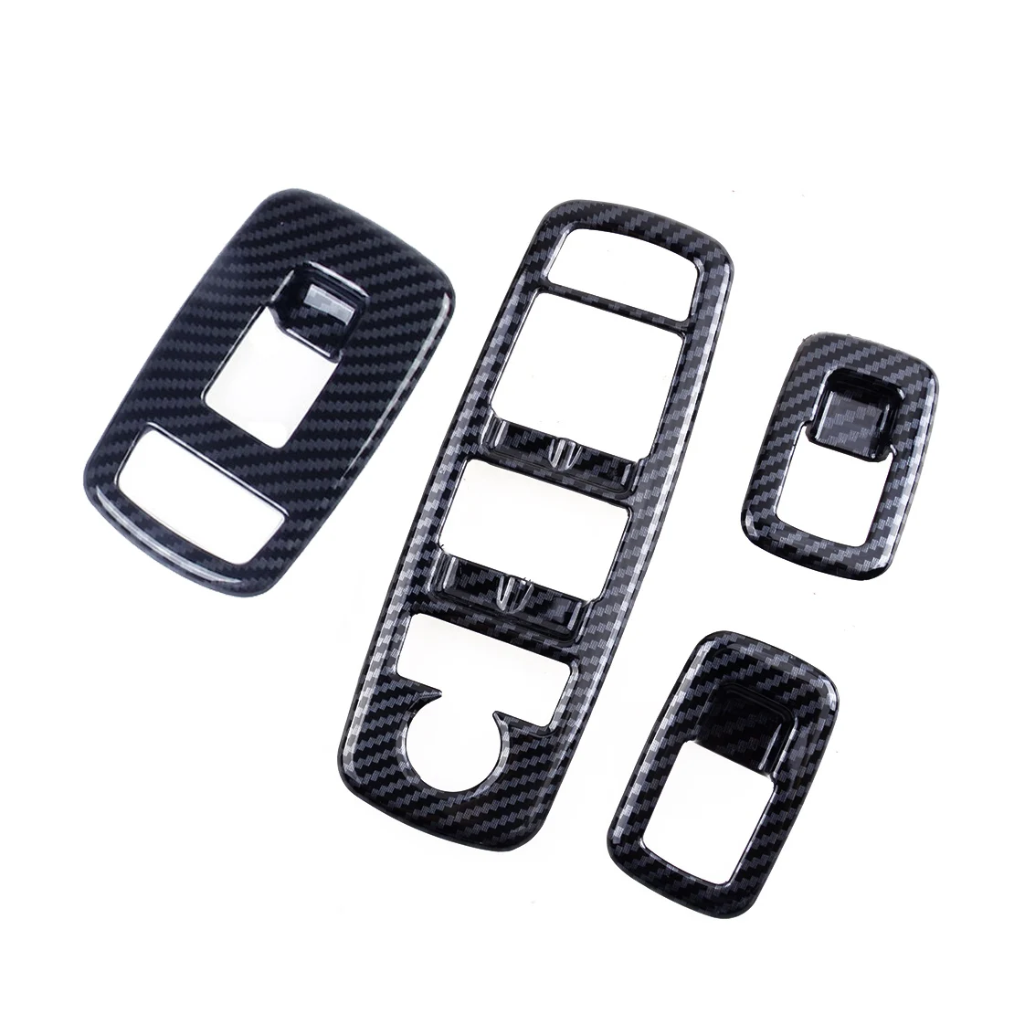 

4Pcs Car Window Lift Switch Panel Button Cover Trim Bezel ABS Plastic Fit for Dodge Ram 1500 2010-2021 Black Carbon Fiber Style