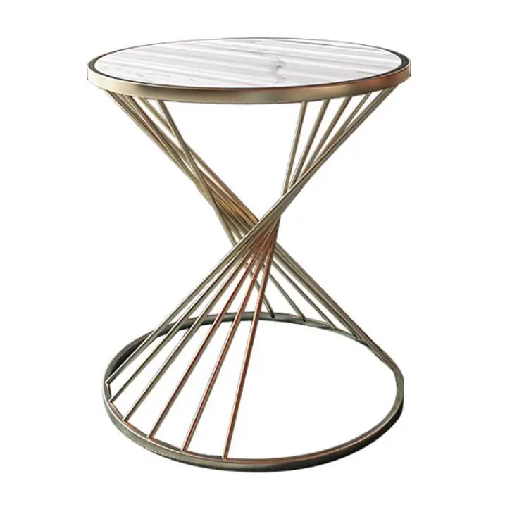 

White Marble Top Golden Legs Small Coffee Side Table