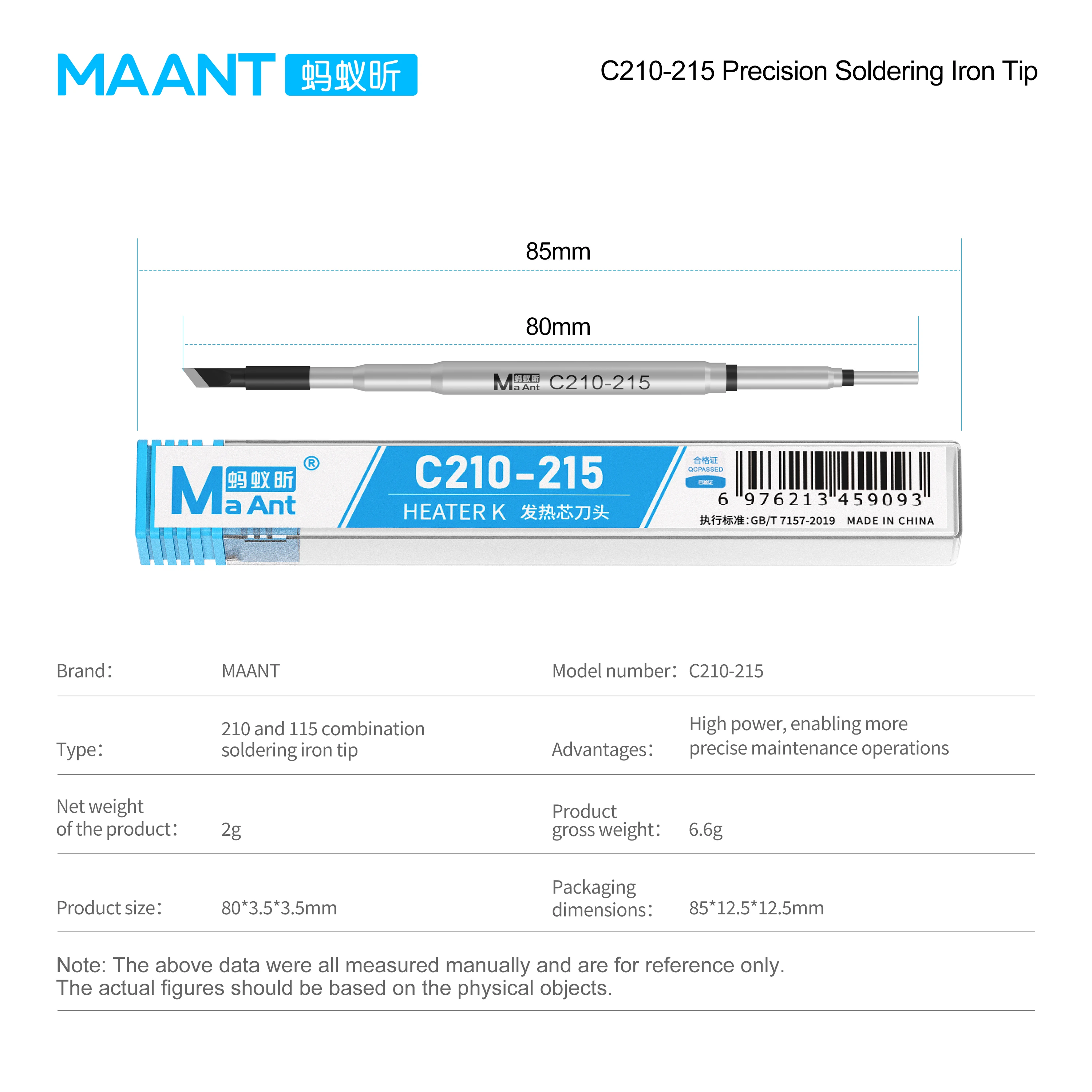 Наконечник для паяльника MA-ANT C210-215 210-115, комбинированный, прецизионный, высокой мощности, прост в использовании, более точное обслуживание. (art.: 3920da2489feb) - 3920da2489feb