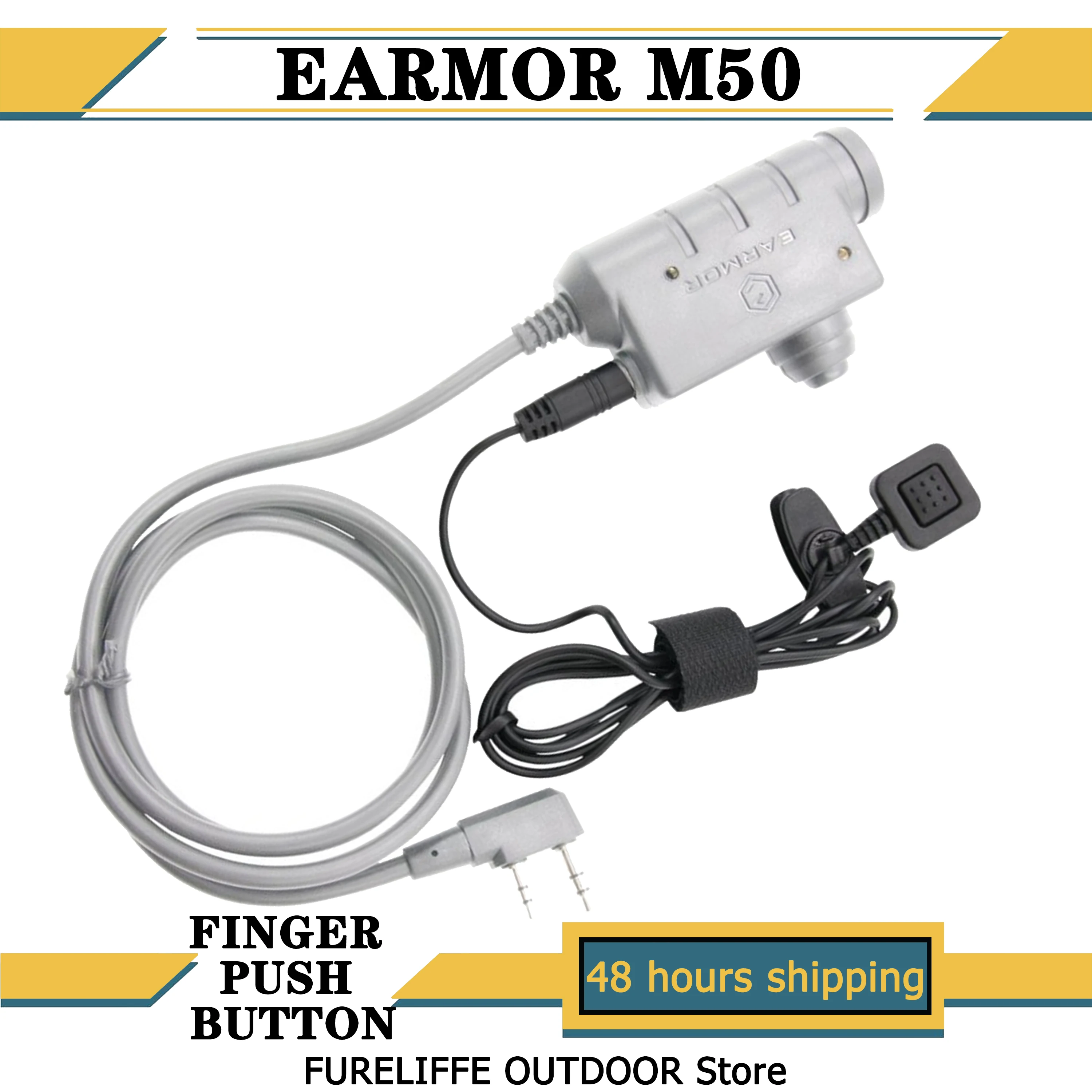 EARMOR M50 tactical headset PTT finger call button shooting earmuffs PTT extended finger button adapter compatible with M51 PTT