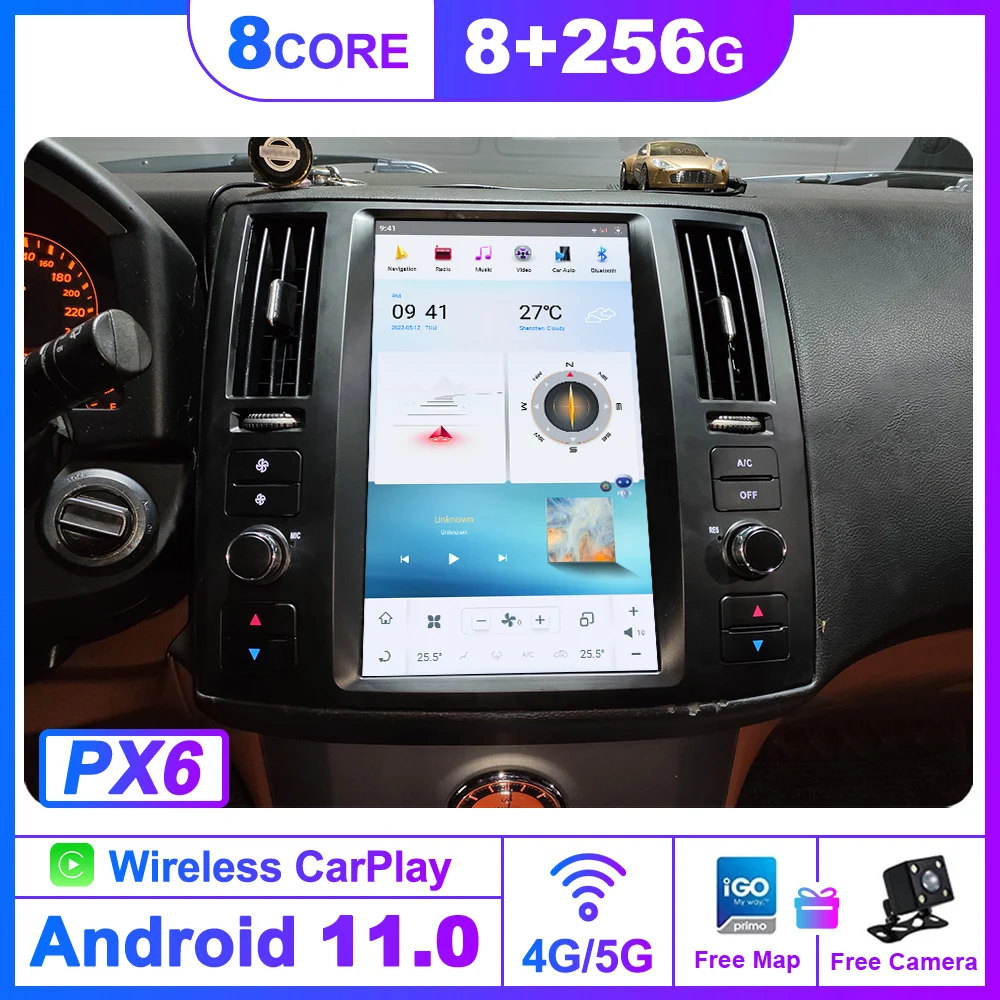 Для Infiniti FX FX25 FX35 FX37 2003-2007 для Tesla Style экран Android 13 автомобильный мультимедийный