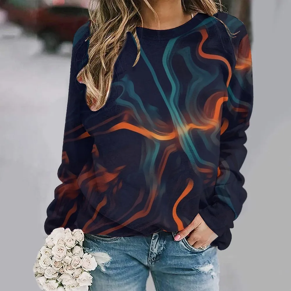 

Женская Осенняя одежда y2k, свитеры в техническом стиле с принтом, облегающий теплый базовый осенний свитер с круглым вырезом и длинными рукавами для женщин