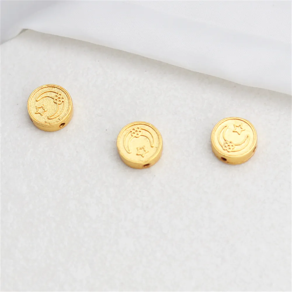 

Dumb Gold Through Hole Double-sided Sun Moon Star 10mm Flat Bead Diy Bracelet Gasket Jewelry Accessories