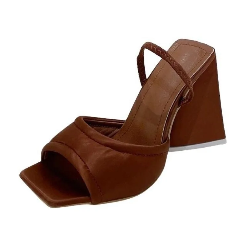 Ladies High Heel Sandals Thick Satin Summer Triangle Europe America Women's Shoes Sexy 2022 Fashion Designed Best Selling