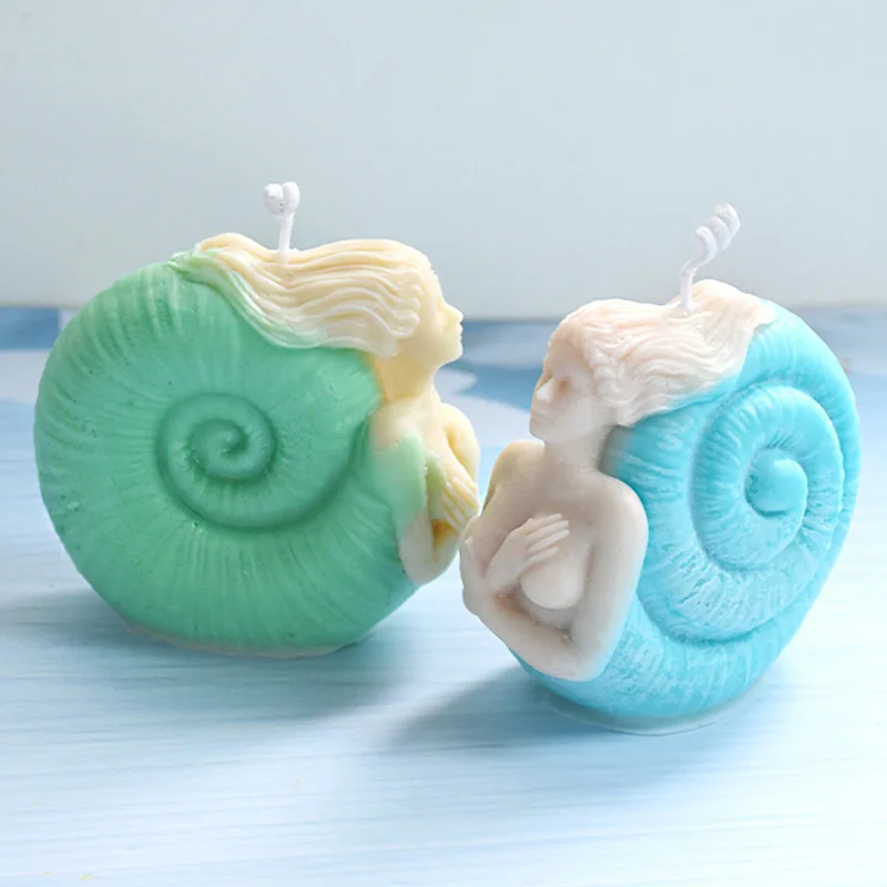 

Conch Girl Candle Silicone Mold Ocean Goddess Aromatherapy Gypsum Craft Decoration Mold Soap Mold Resin Molds Candle Mold