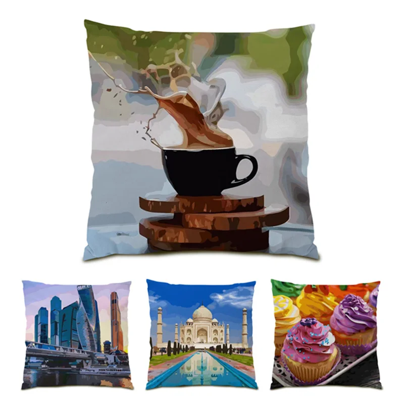 

Decoration Home Decor Funny Cushion Covers 45x45 Comfortable Velvet Sofas for Living Room European Style Nature Landscape E1160