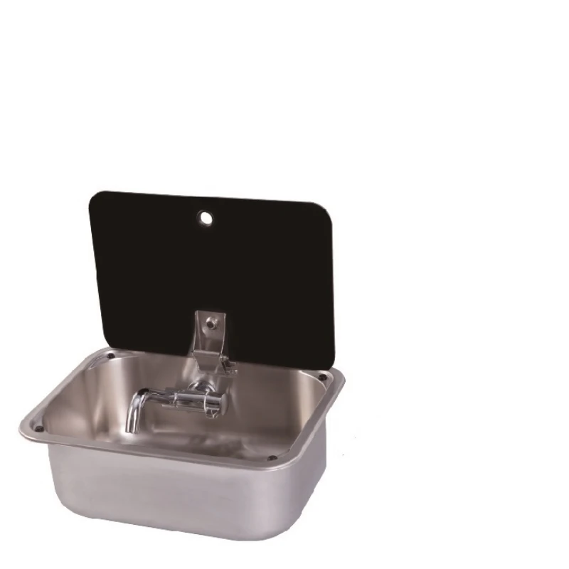 

S&Campers Used Stainless Steel Hand Wash Basin Kitchen Sink with lid GR-566A