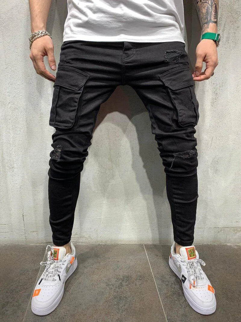 Mens Skinny Stretchy Ripped Jeans Men Slim Fit Denim High Quality Jean Fashion Sweatpants Hip hop Trousers Jogger Pencil Pants