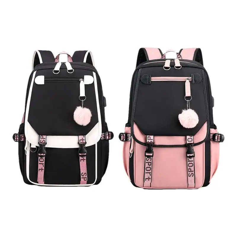 

Рюкзак GirlsBackpack для ноутбука, сумки для книг, рюкзак для колледжа, уличный рюкзак с USB-портом для зарядки, водонепроницаемый дорожный рюкзак, 27 л, милый рюкзак для книг