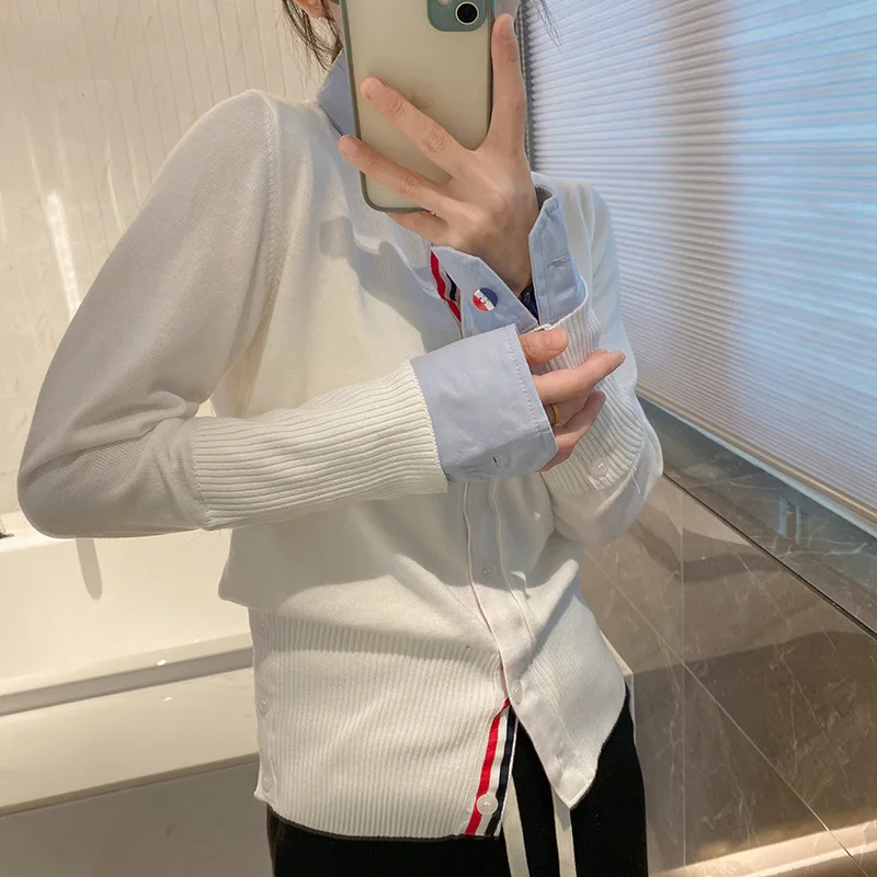 Осенний модный шерстяной свитер в консервативном стиле TB рубашка с вышивкой