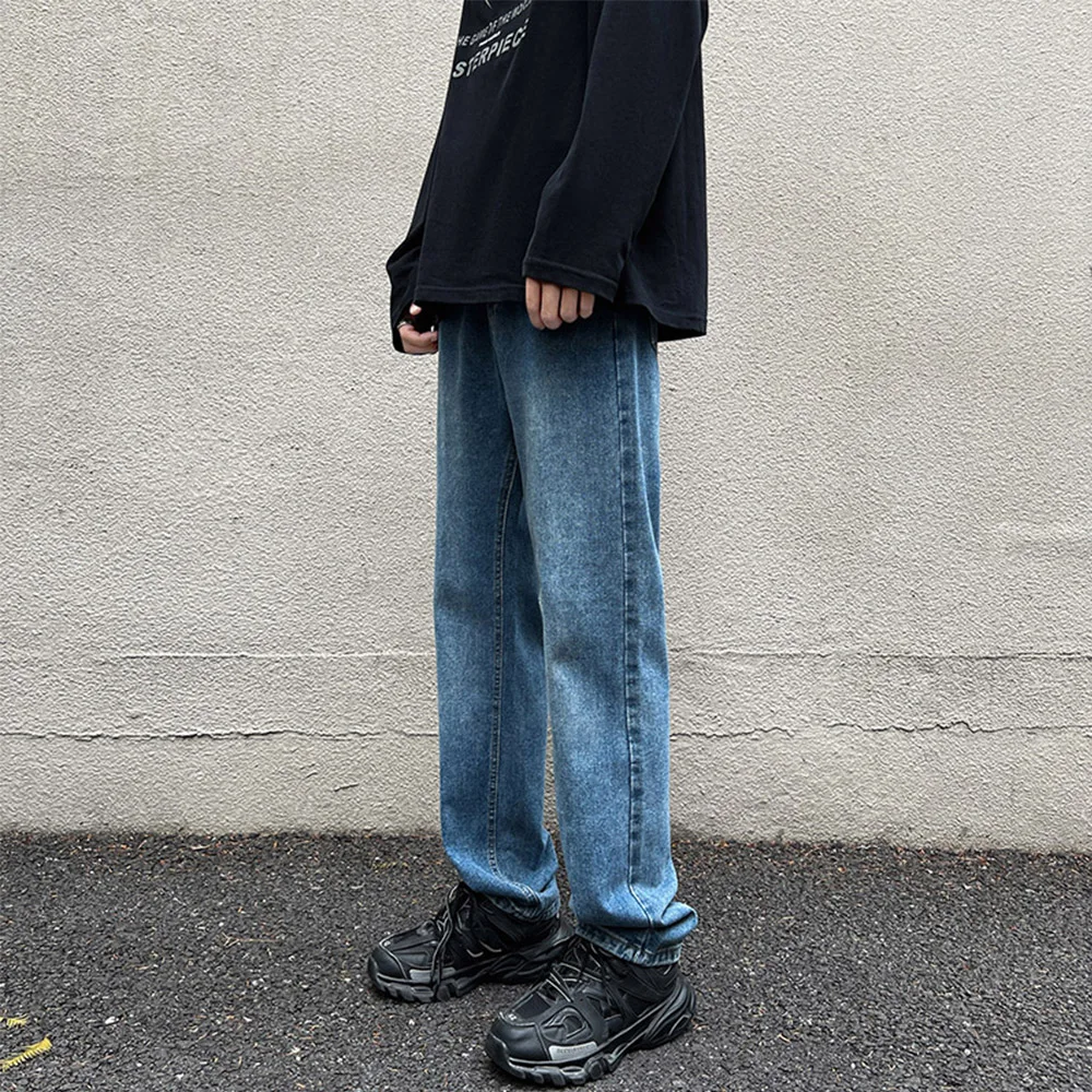 Classic Denim for Men American Style High Street Daily Casual Loose Straight Pants Spring Autumn Male Vintage Blue Jeans