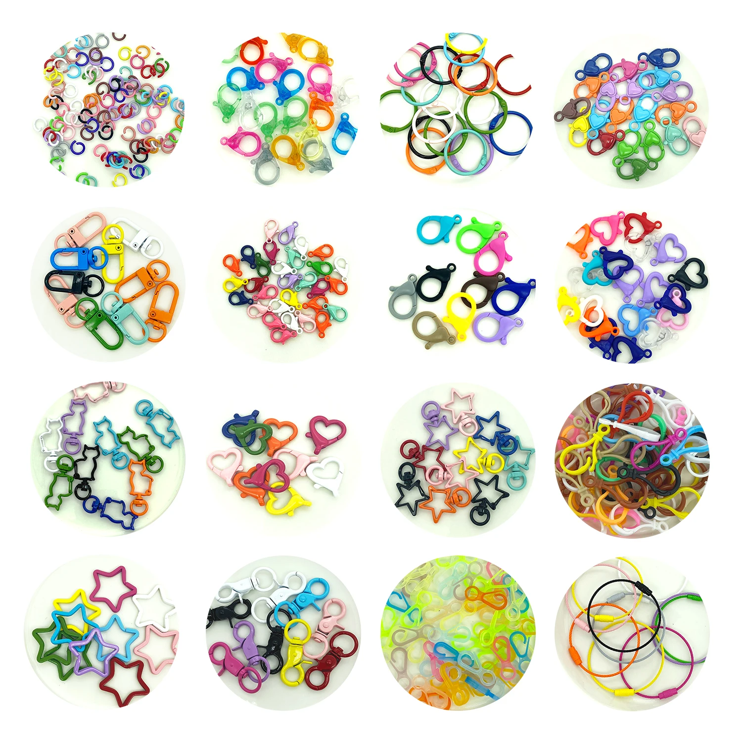 

35style Alloy/Plastic DIY Jewelry Making Findings Supplies Heart Lobster Clasp Ball Chains Open Rings for Keychain DIY Accessory