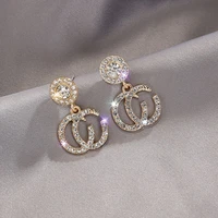 luxury retro earrings 925 silver fashion jewelry 2020 korean earrings rhinestone earings dangle earrings for women
