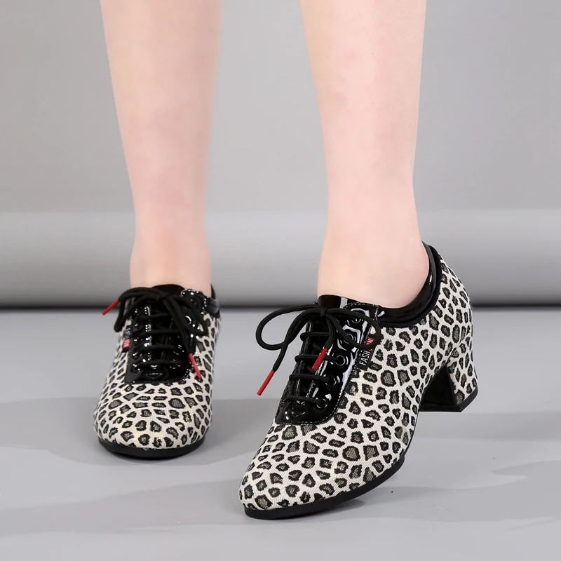 SWDZM New Women Tango/Latin Dance Shoes Soft Bottom Leopard Print Modern Salsa Dancing Shoes For Girls Ladies 3cm-5cm Heels