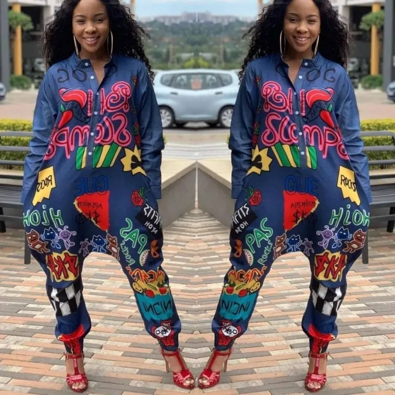 

Jumpsuits African Sets For Women New African Print Elastic Bazin Baggy Pants Rock Style Dashiki Famous Jumpsuits Lady Outfits