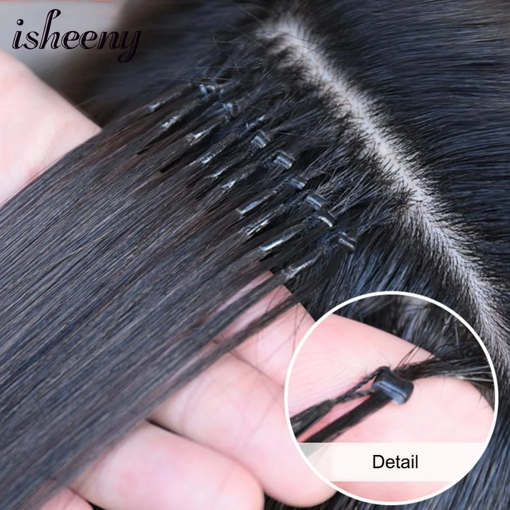 

Isheeny 8D Human Hair Extensions Micro Beads 16" 20" Micro Ring Hair Extensions 0.6g/s Micro Link Natural Hair for Salon 50pcs