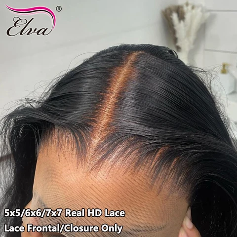 Elva Hair 5x5 Hd кружевная застежка прямая 6x 6/7x7 кружевная застежка ручная работа человеческие волосы застежки свободная часть Hd кружевная застежка предварительно выщипанная