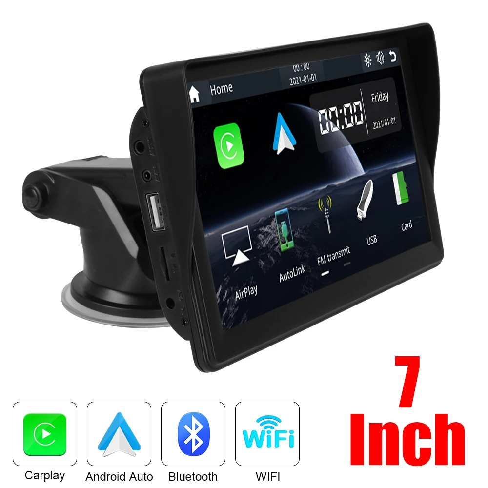 12V Car Player Monitor 7 Inch IPS Screen Display Rear View Camera Audio Radio For Carplay Android Bluetooth WIFI Set Accessories
