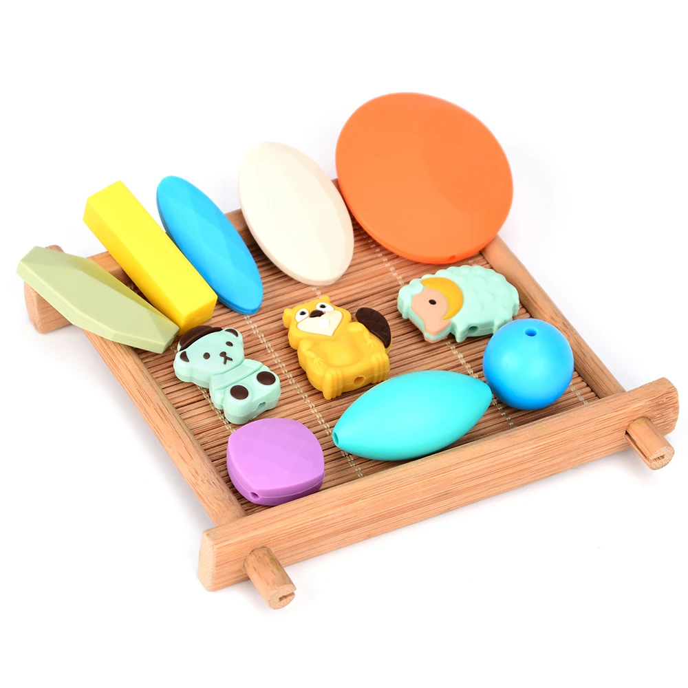 LOFCA 15mm Silicone Beads 10pcs Loose Beads Baby Teether Toy BPA Free Food Grade DIY Chew Charms Necklace Jewelry Making