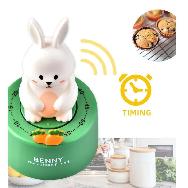 

Bunny Shape Countdown Timer Kitchen Classical Mechanical Wind-up Timer Study Sport Portable Count Tool Kitchen Stopwatch 87HA