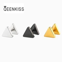 qeenkiss eg838 2022 fine jewelry wholesale fashion man wedding birthday gift triangle titanium stainless steel stud earrings 1pc