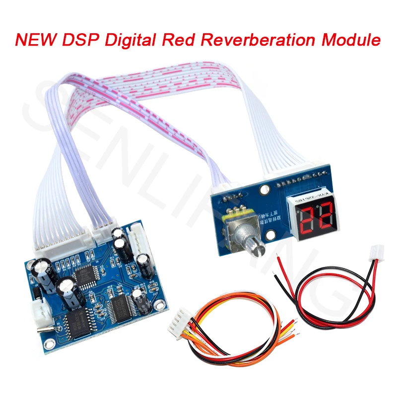 

For Audio Power DSP Digital Red Reverberation Module Stereo Karaoke Reverberation Board DC 5V Mixer Module 0-99 100 effects