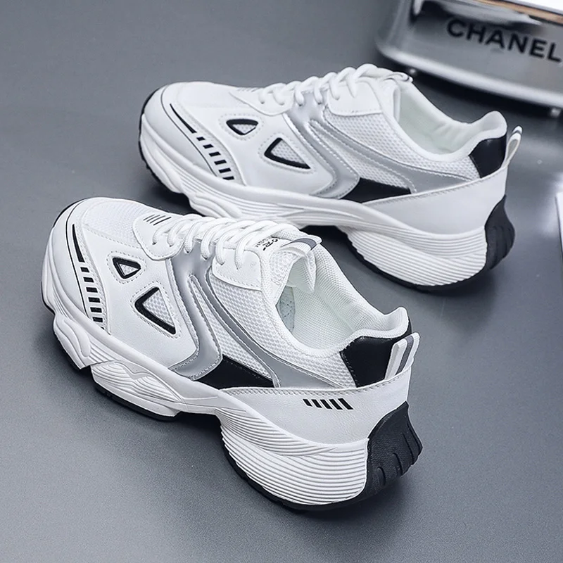 

Shoes Autumn Tennis Female Increas Height Casual Sneaker Clogs Platform Mixed Colors Wedge Basket 2023 Round Toe Fall Cross Brea