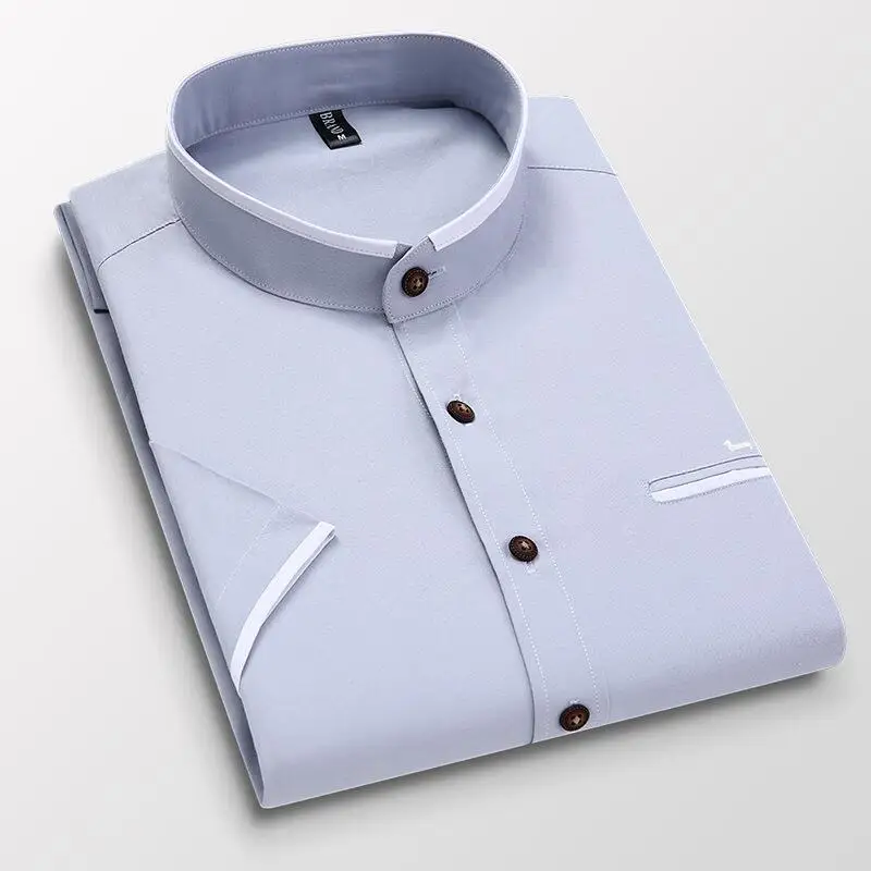 

New Summer Men Casual Embroidery Slim Fit Asia Size Blouse Harmont Short Sleeve Shirts Cotton Blaine blouses