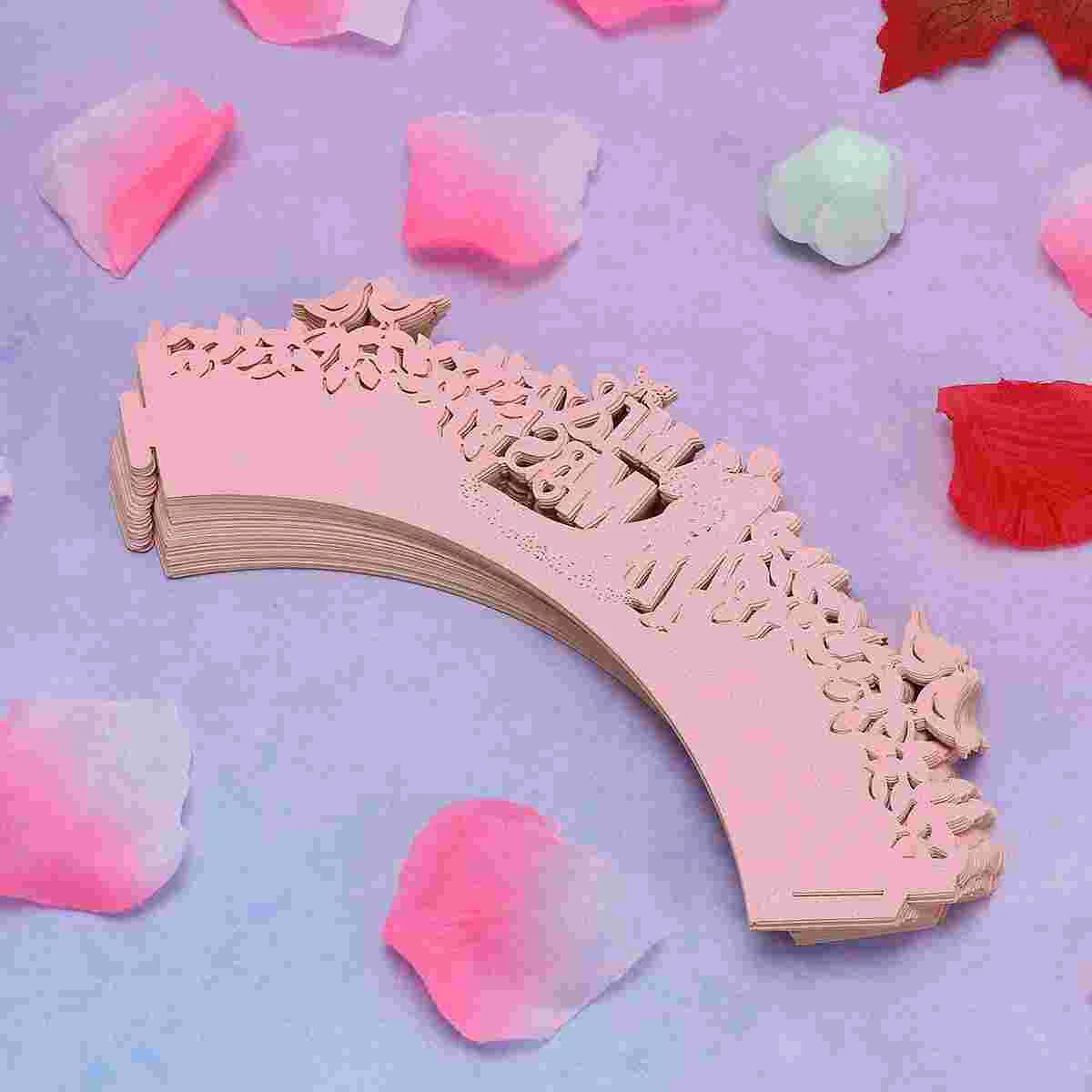 

50PCS Wedding Lace Cake Wrapper Hollow-out Cake Surrounding Exquisite Cake Paper Tray Romantic Wedding Cake Wrapping for
