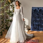 UZN шикарные атласные платья а-силуэта с квадратным вырезом и длинными рукавами для невесты сексуальное платье для невесты с открытой спиной халаты для невесты