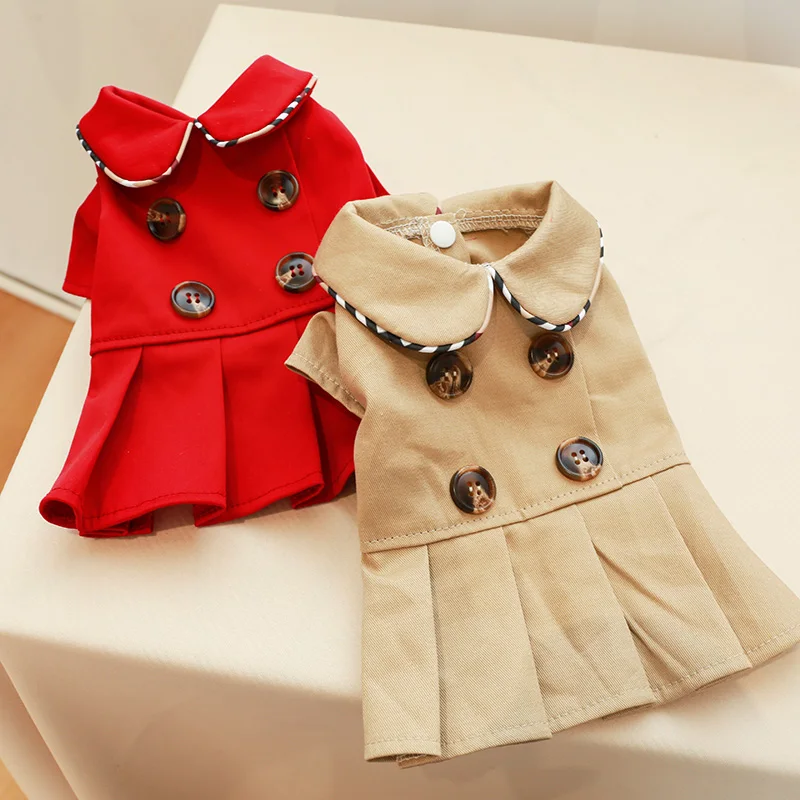 

New Pet Dog Cat Clothes Spring Summer Couple Button Dress Puppy Floral Skirt Casual Tutu Coats Dress For Small Dog Pet Apparels
