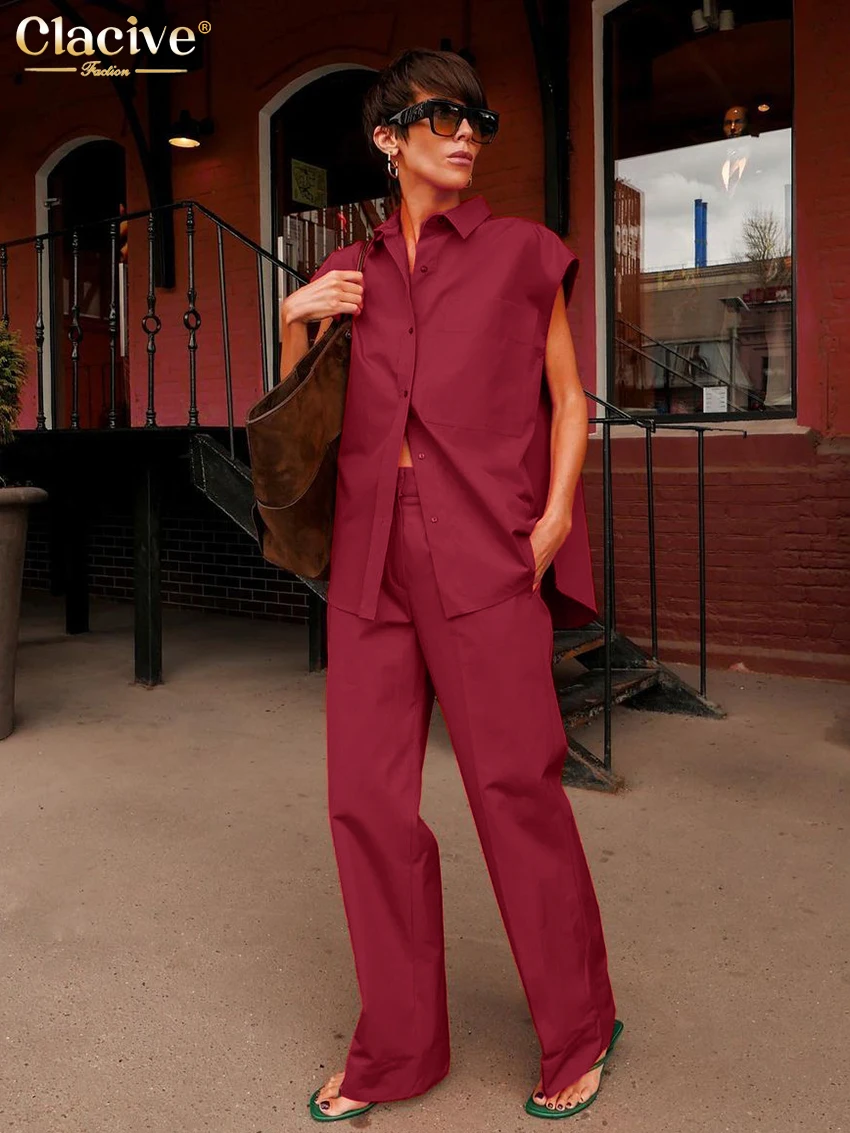 Женский комплект свободного покроя Clacive из двух предметов рубашка без рукавов и