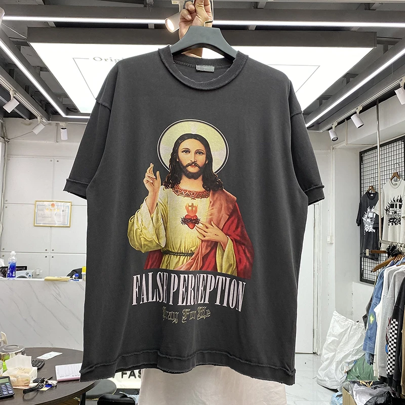 

Vintage TOP 22FW Hip Hop T Shirt Men Women Top Quality Washed Tee Summer Style Oversize Casual Short Sleeve Tee