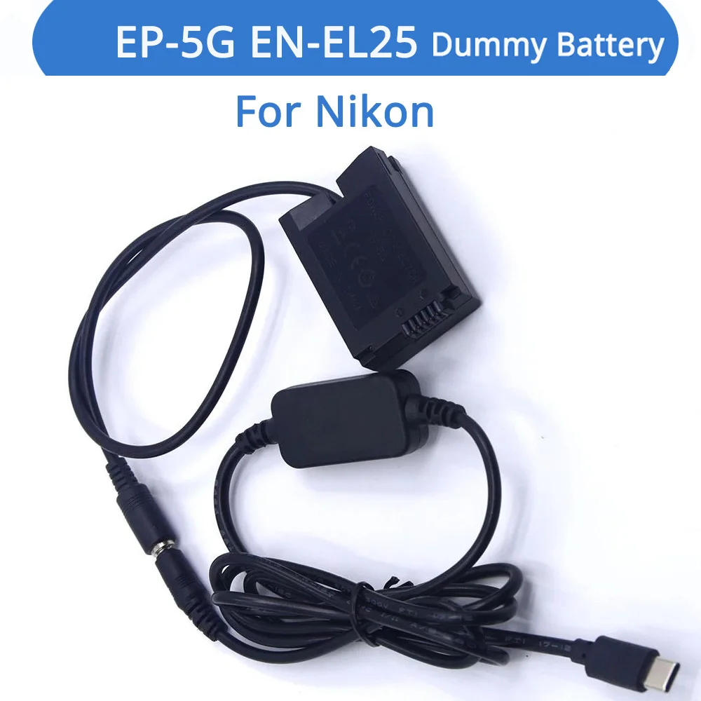 

USB Type-C PD Power Bank Cable EP-5G DC Coupler EH-5 MH-32 EN-EL25 Dummy Battery For Nikon Z50 ZFC Cameras